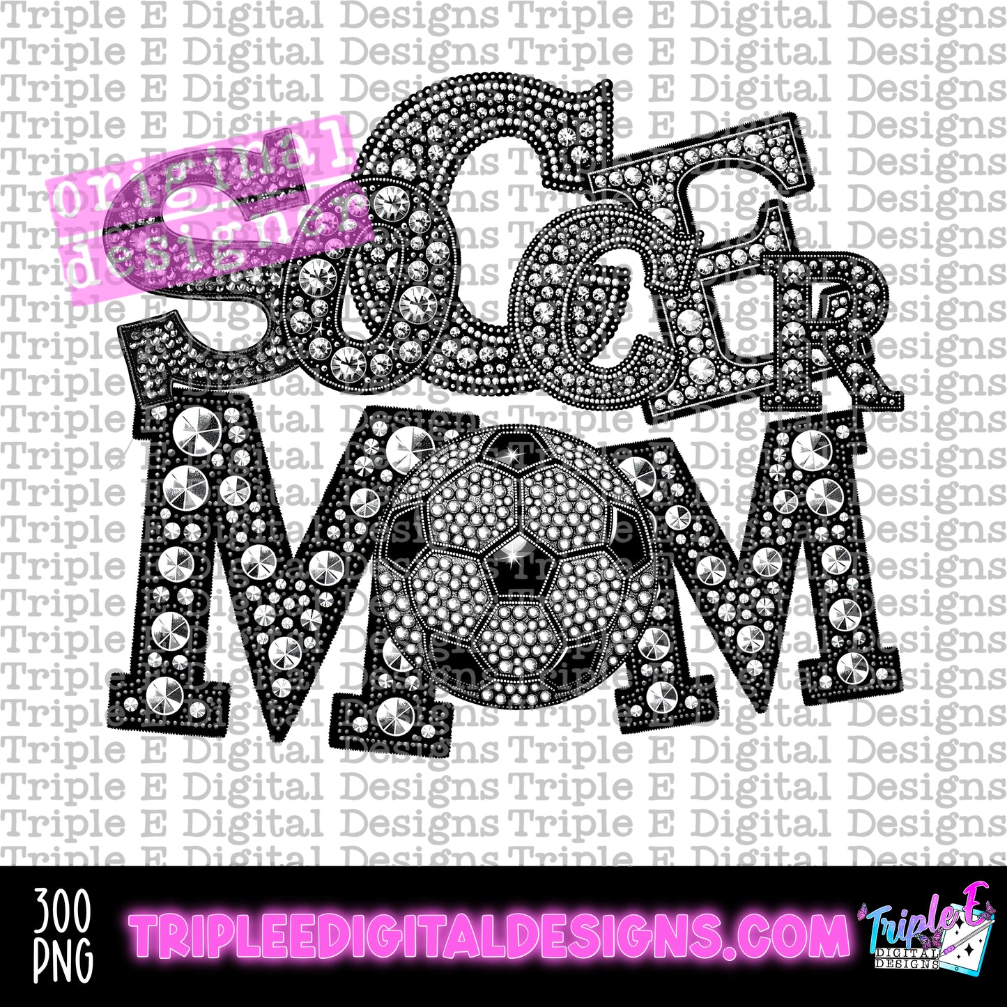 Soccer Mom Rhinestones PNG Design