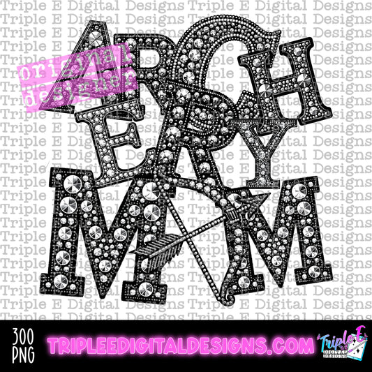 Archery Mom Rhinestones PNG Design