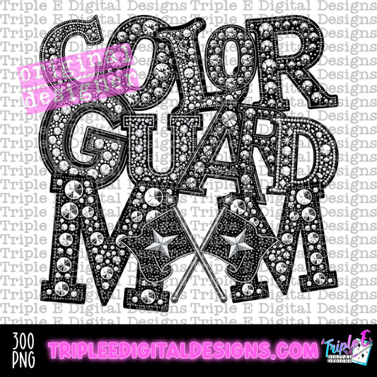 Color Guard Mom Rhinestones PNG Design