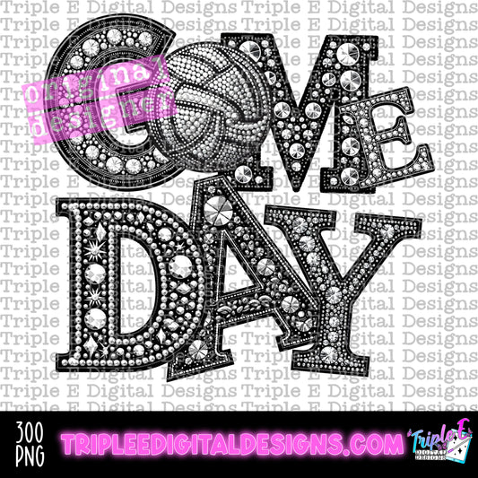 Game Day Volleyball Rhinestones PNG Design