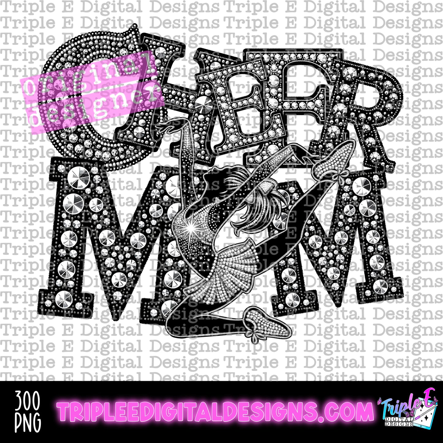 Cheer Mom Rhinestones PNG Design