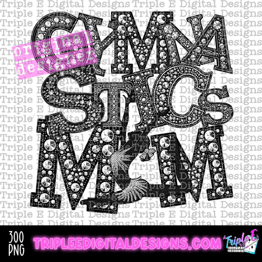 Gymnastics Mom Rhinestones PNG Design