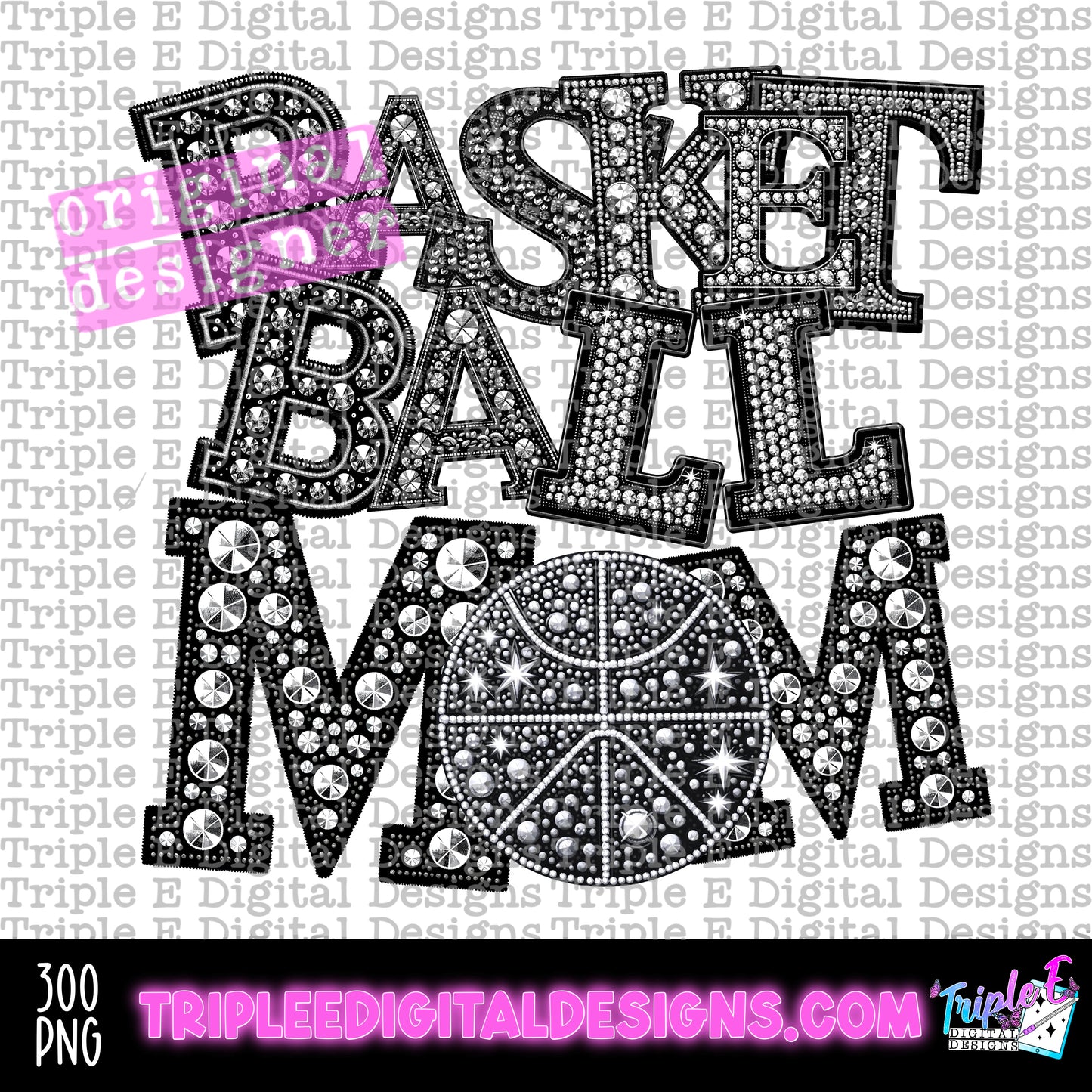 Basketball Mom Rhinestones PNG Design