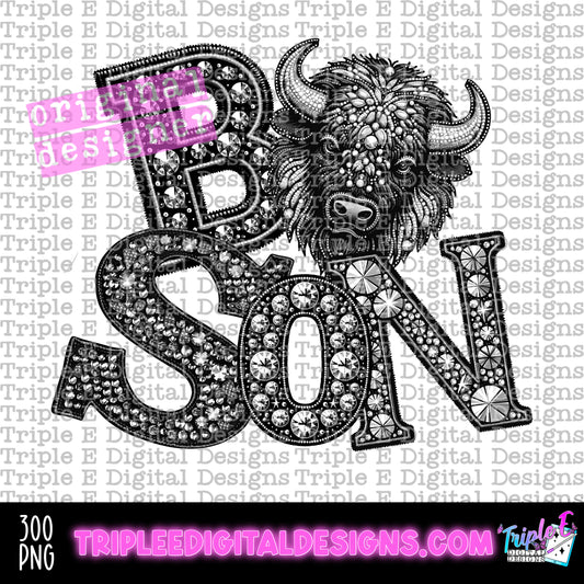 Bison Rhinestone PNG Design