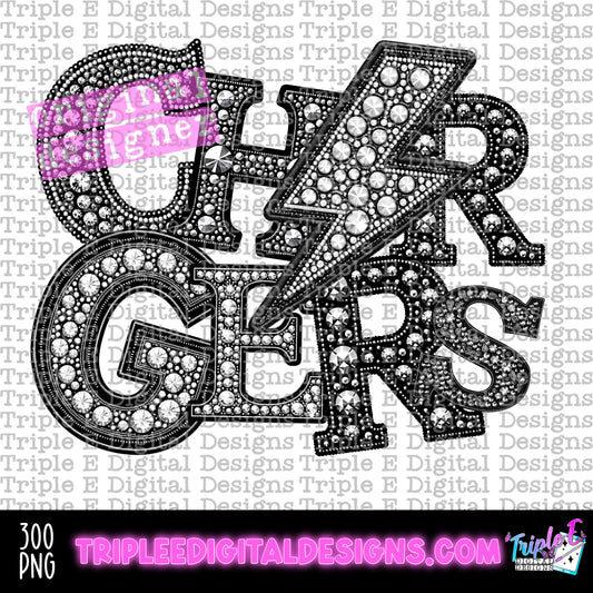 Chargers Lightning Rhinestone PNG Design