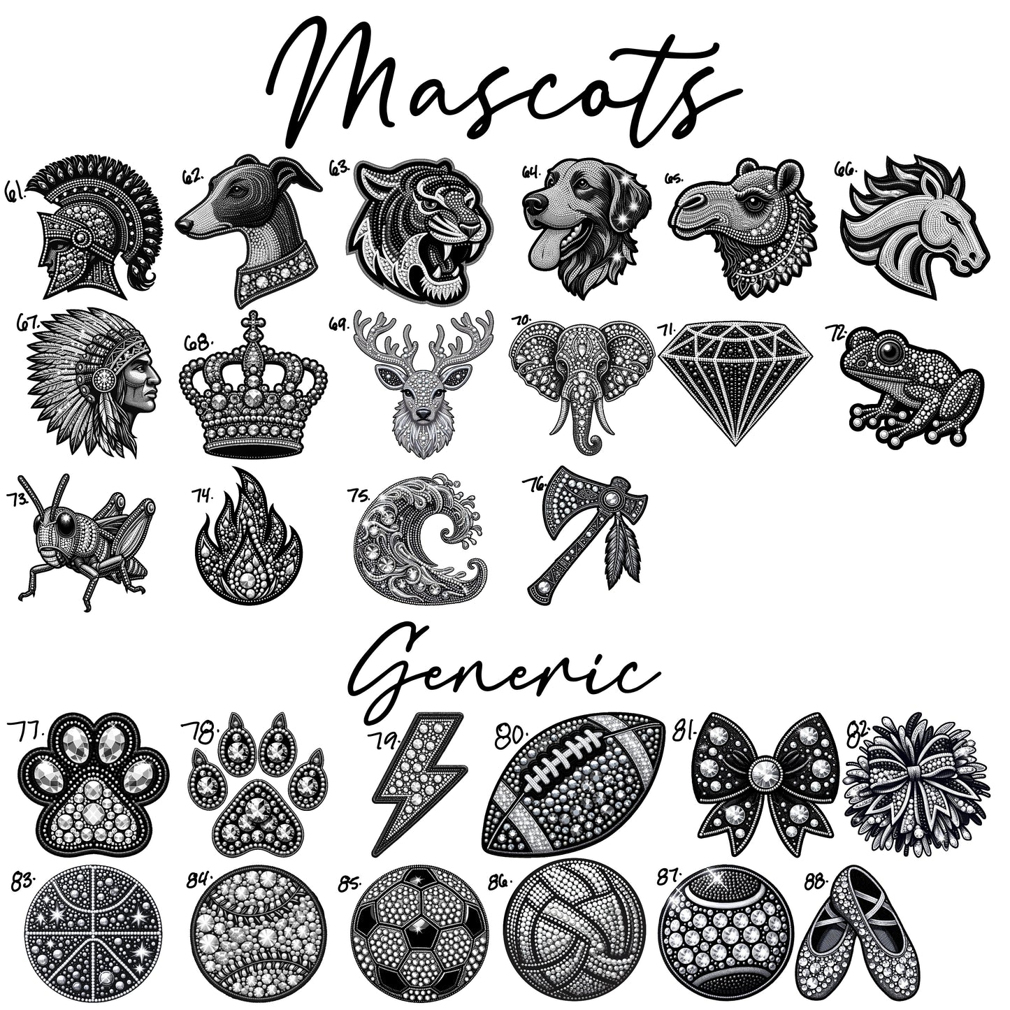 CUSTOM  Generic Rhinestone Mascot Design