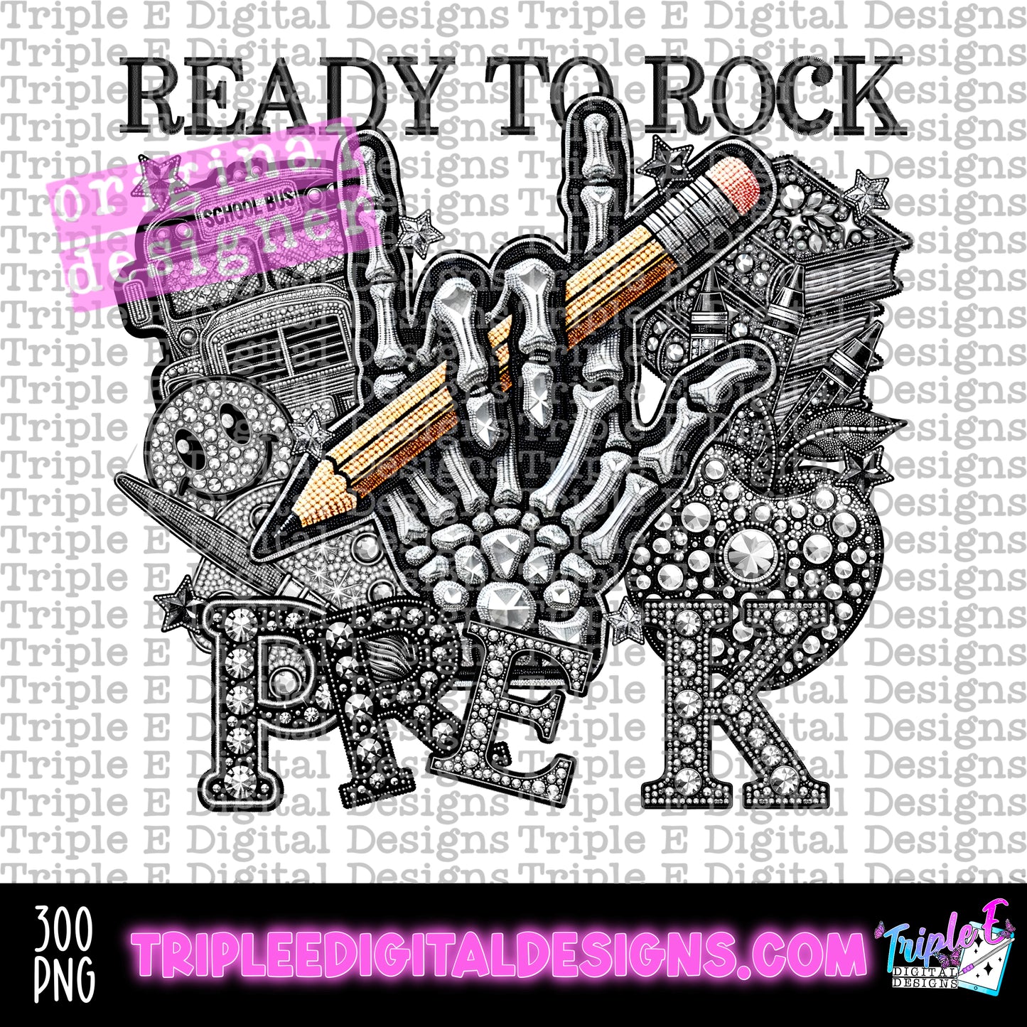 Ready To Rock PreK Rhinestone PNG Design