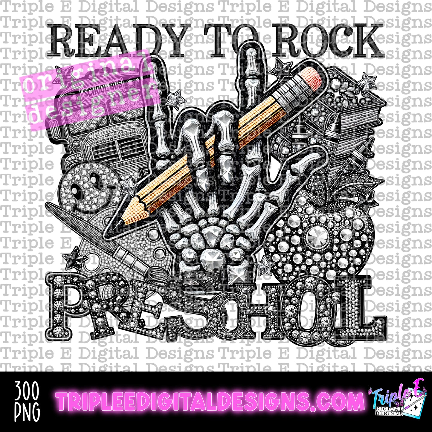 Ready To Rock Preschool Rhinestone PNG Design