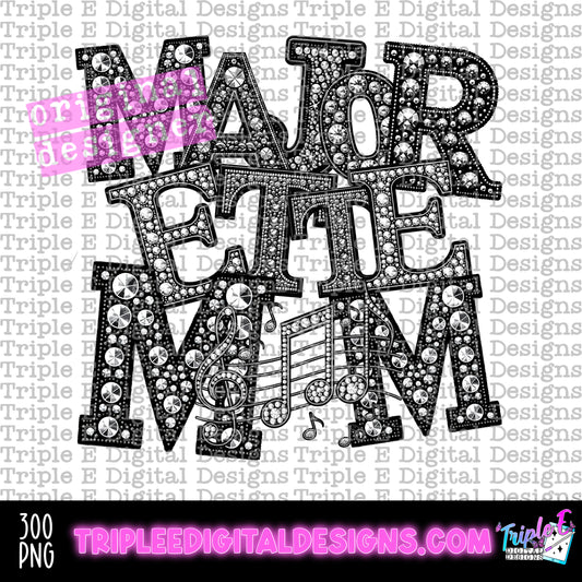 Majorette Mom Rhinestone PNG Design