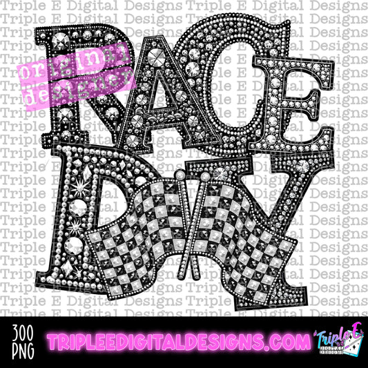 Race Day Rhinestone PNG Design