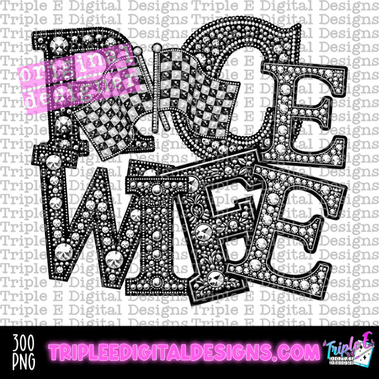 Race Wife Rhinestone PNG Design