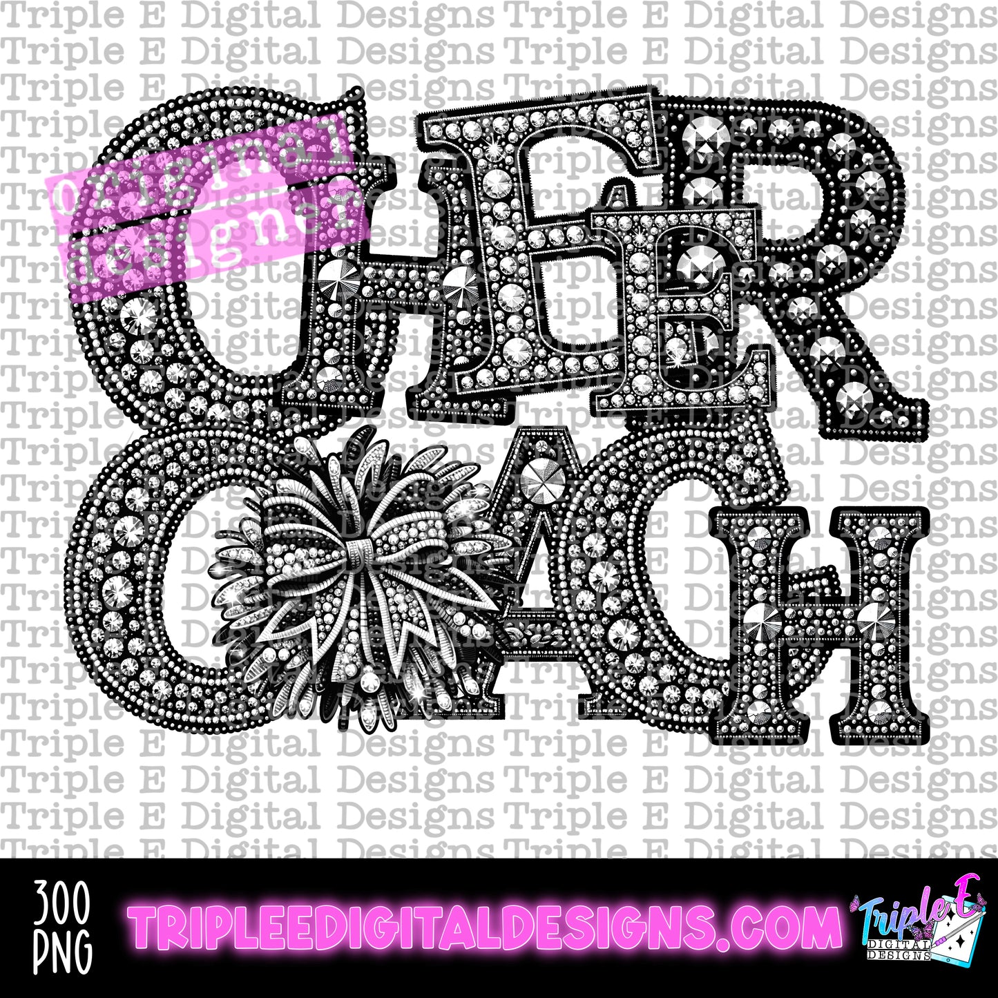 Cheer Coach Rhinestone PNG Design