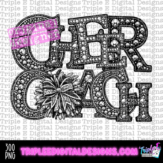 Cheer Coach Rhinestone PNG Design