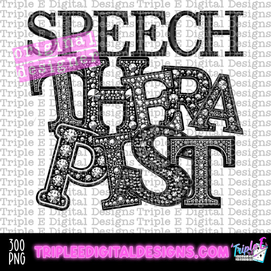 Speech Therapist Rhinestone PNG Design