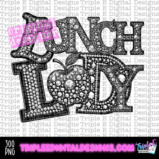 Lunch Lady Rhinestone PNG Design