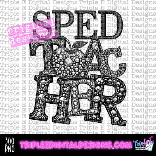 Sped Teacher Rhinestone PNG Design