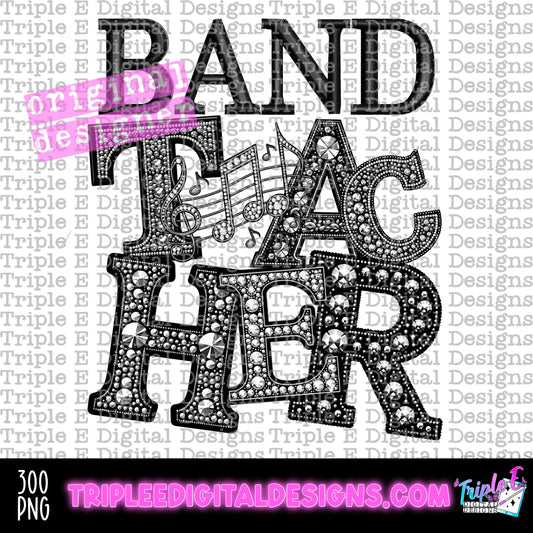 Band Teacher Rhinestone PNG Design