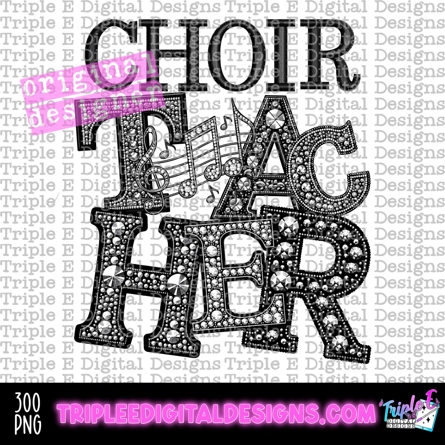 Choir Teacher Rhinestone PNG Design