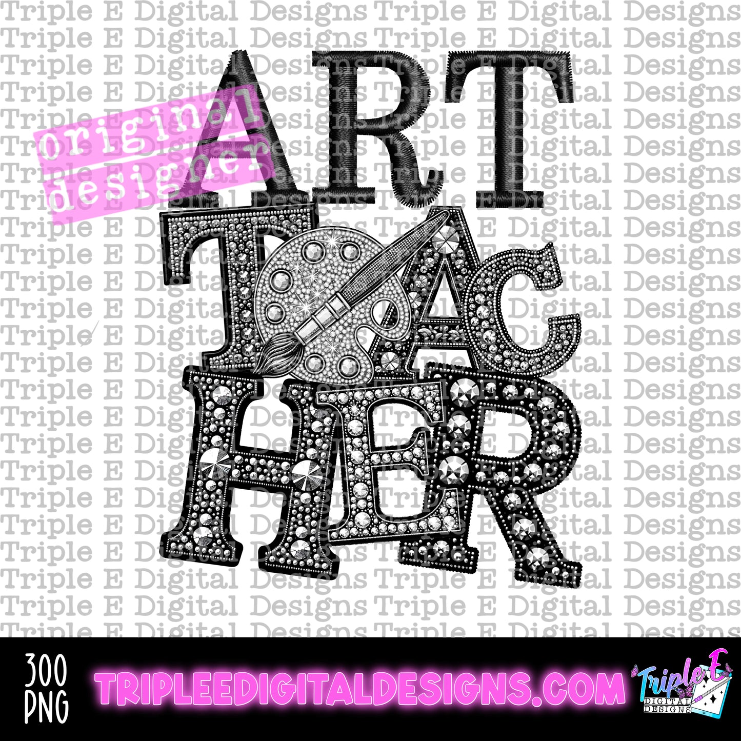 Art Teacher Rhinestone PNG Design