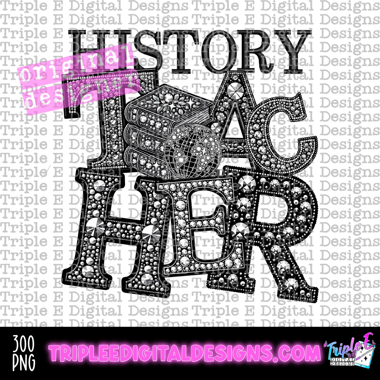 History Teacher Rhinestone PNG Design