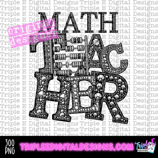 Math Teacher Rhinestone PNG Design