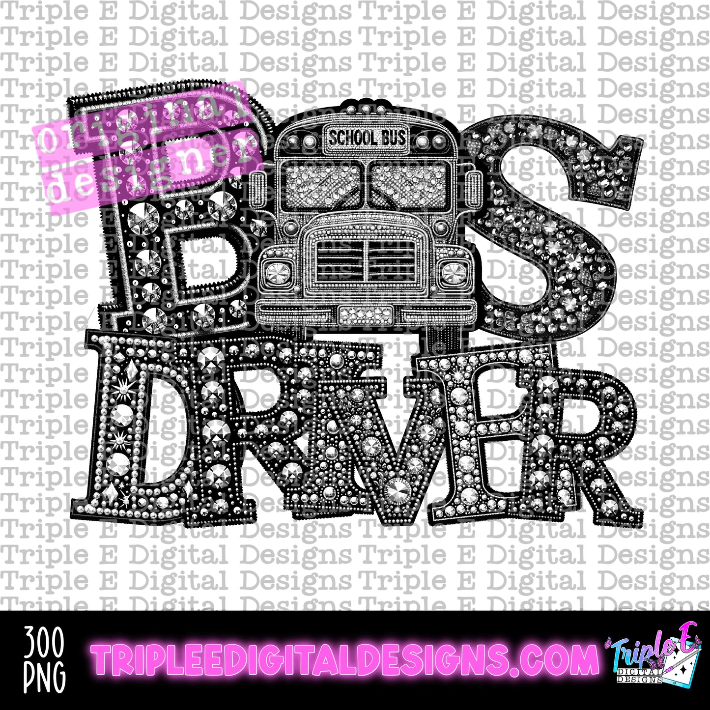 Bus Driver Rhinestone PNG Design