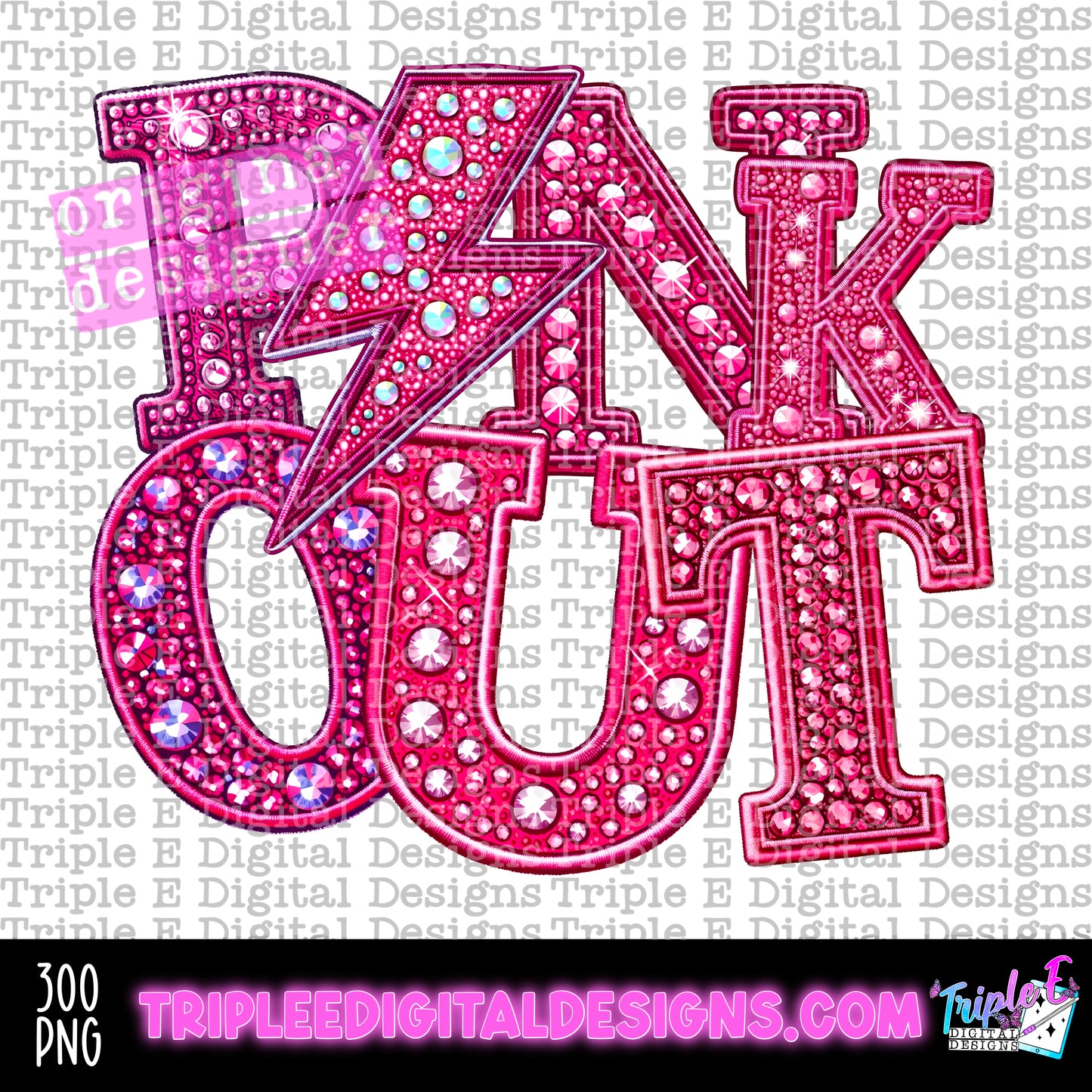 Pink Out Rhinestones PNG Design