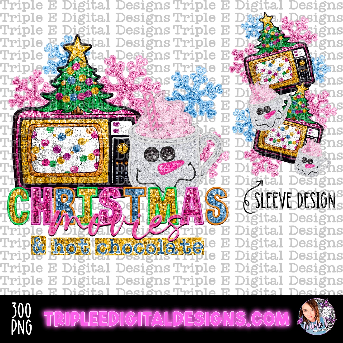 Christmas Movies & Hot Chocolate PNG Design