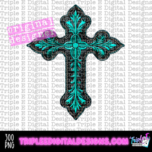 Tooled Cross PNG Design