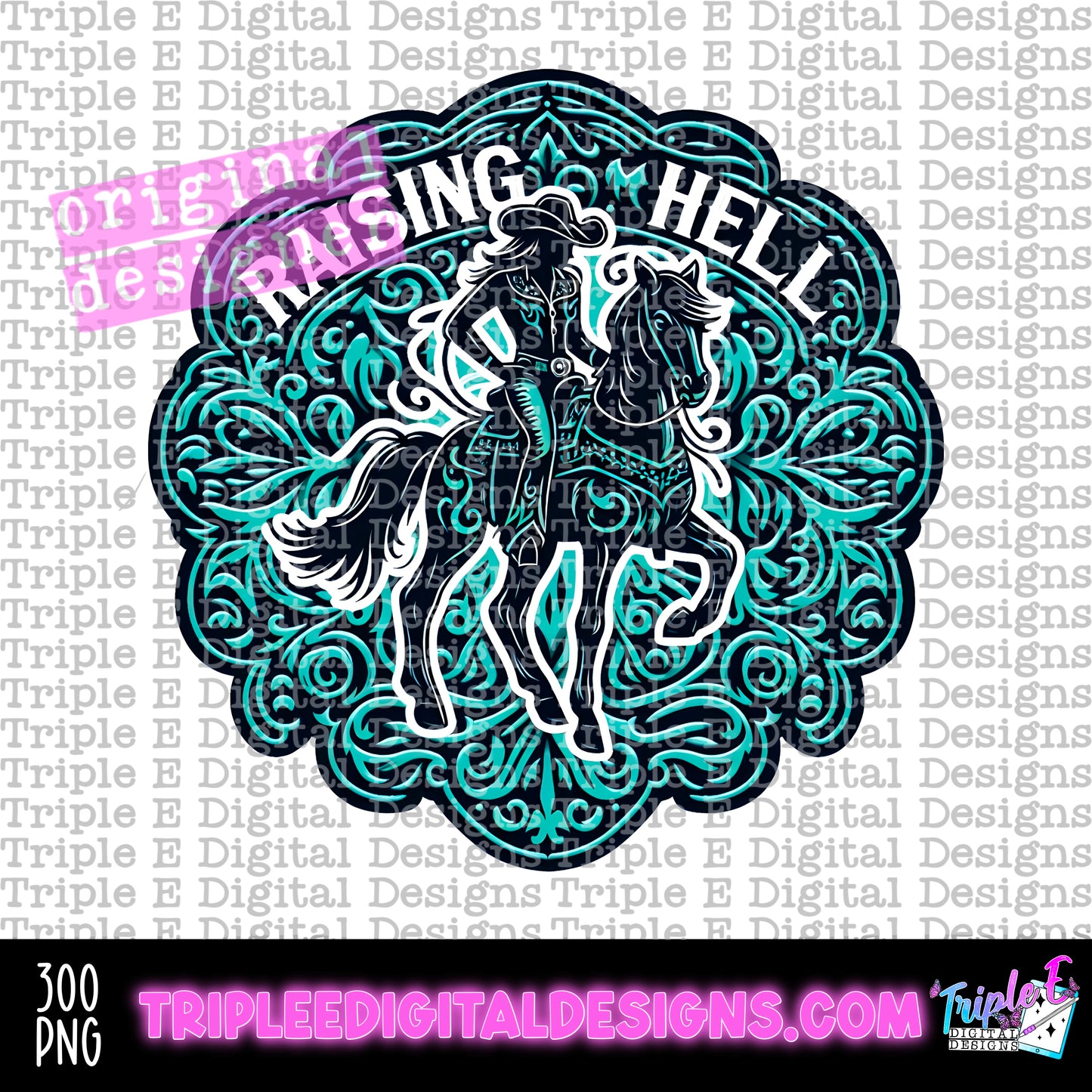 Raising Hell Patch PNG Design