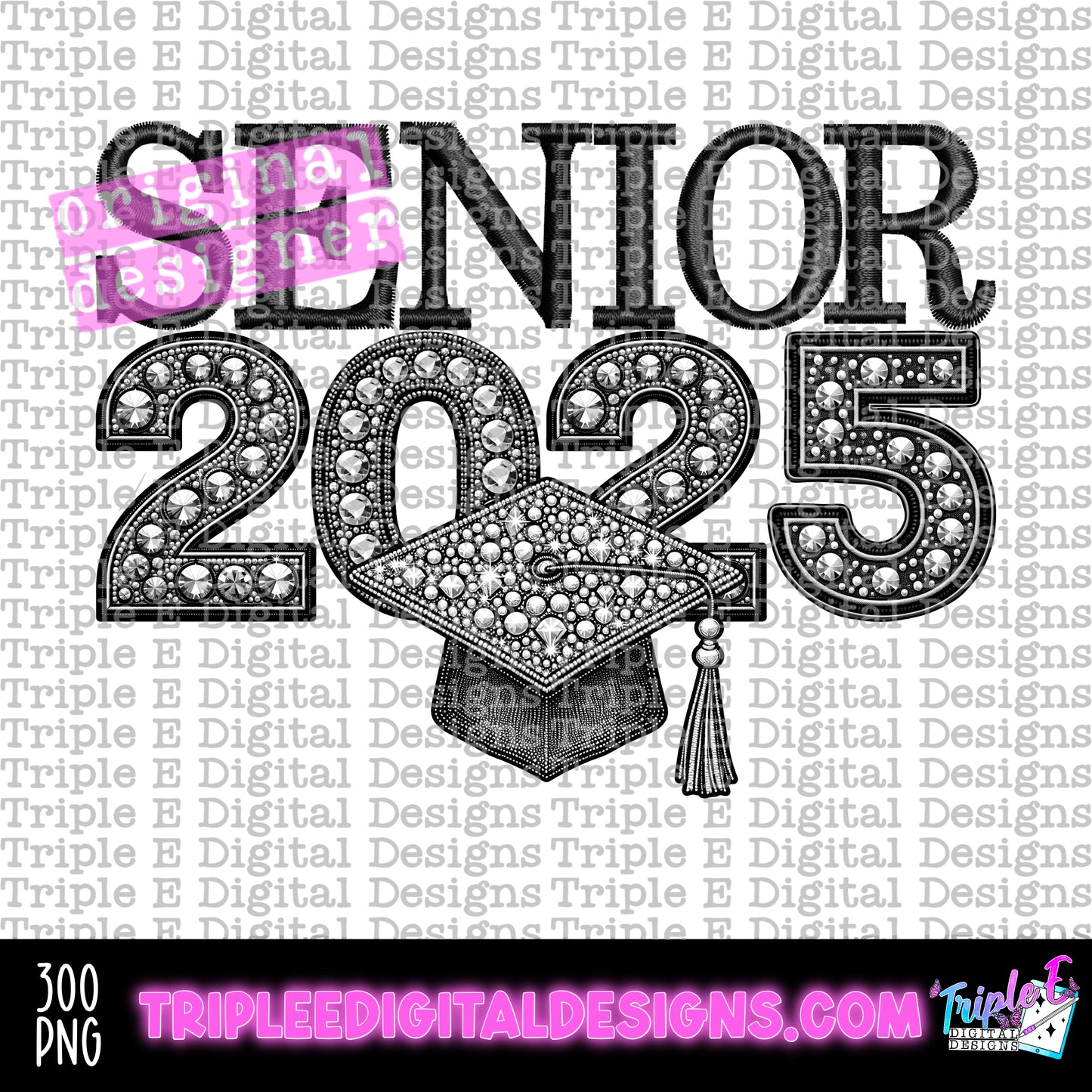 Senior 2025 Rhinestone PNG Design