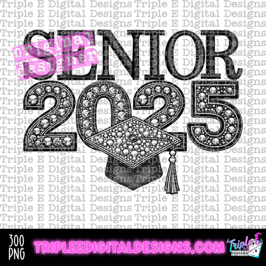 Senior 2025 Rhinestone PNG Design