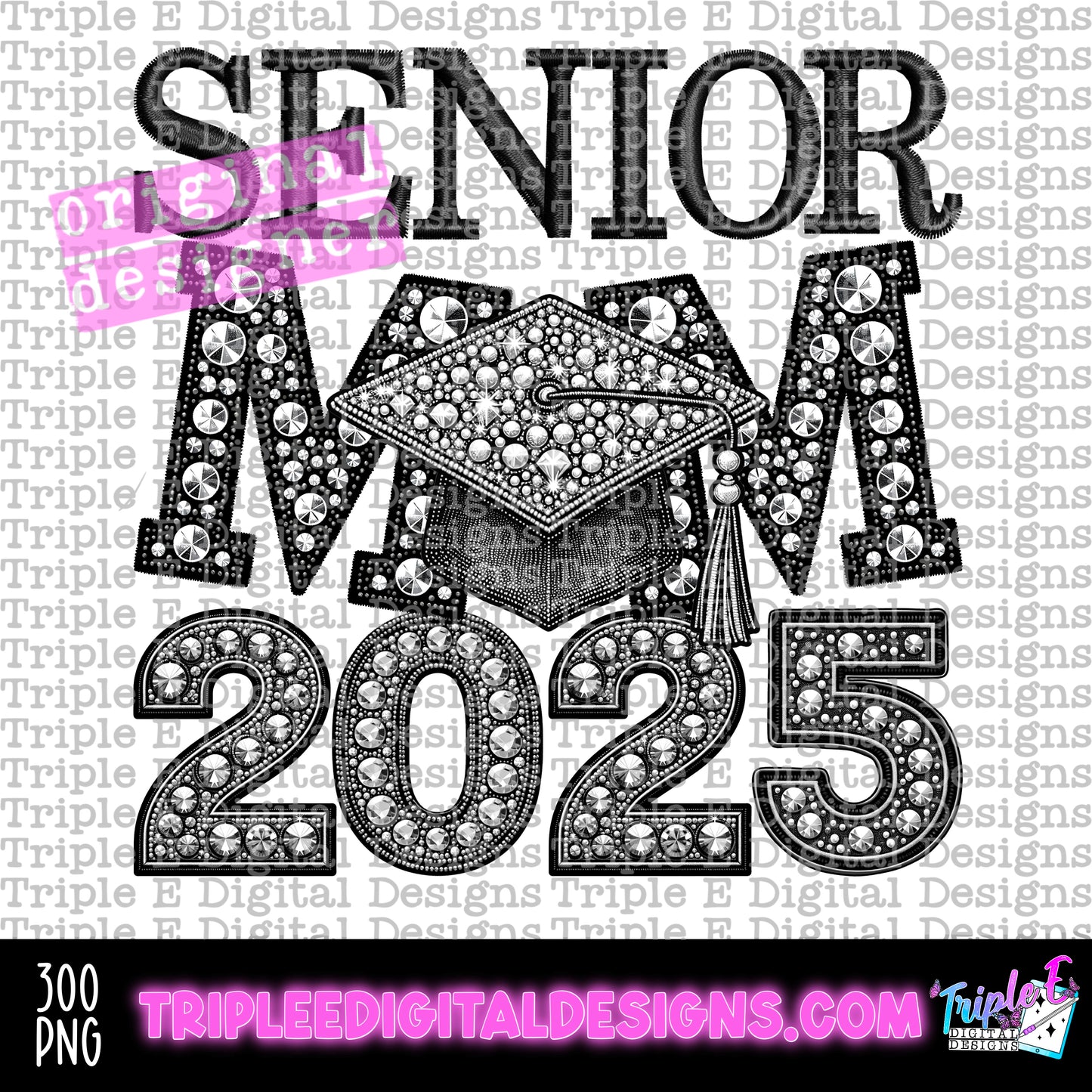 Senior Mom 2025 Rhinestone PNG Design