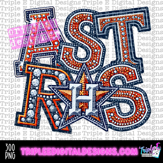 Astros Color Rhinestone PNG Design