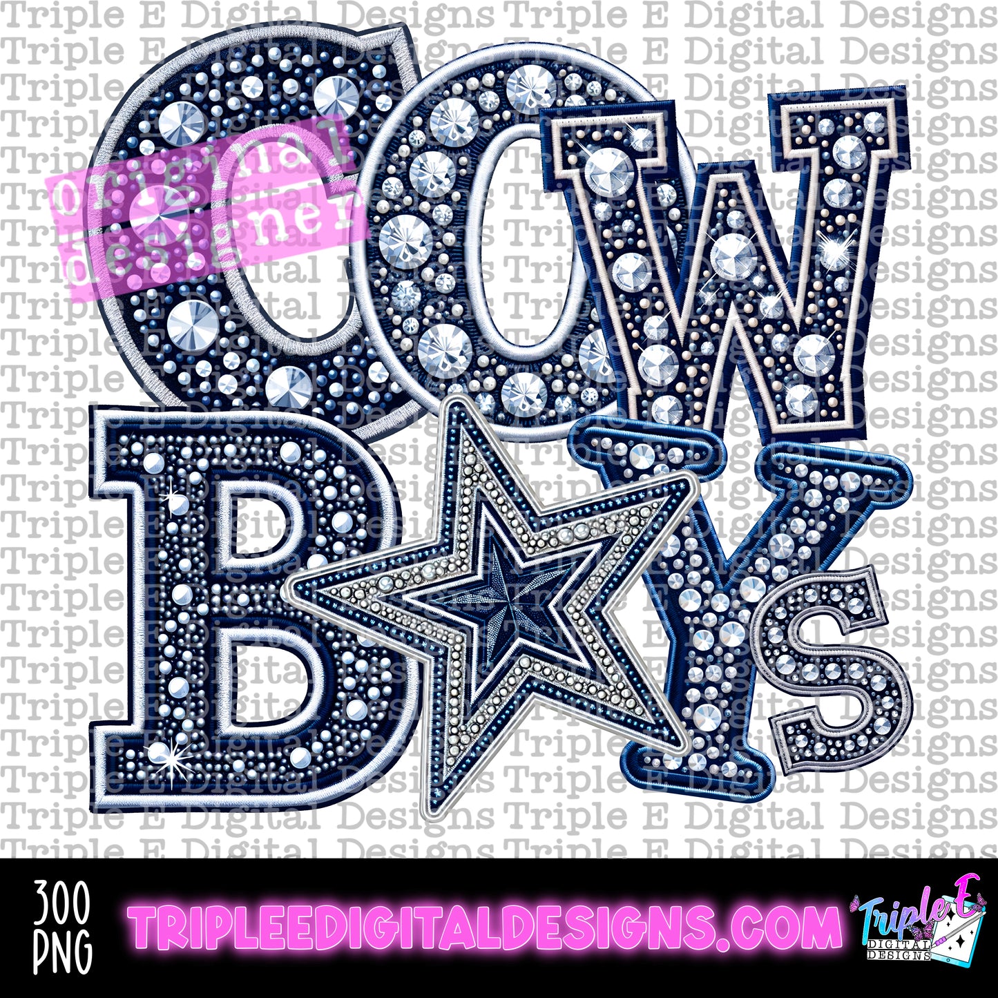 Cowboys Color Rhinestone PNG Design