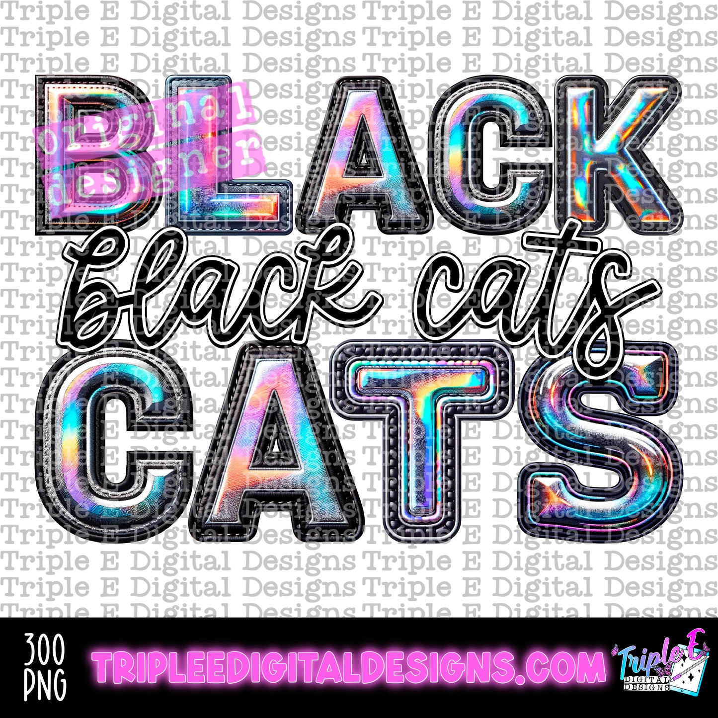 Black Cats Holo PNG Design