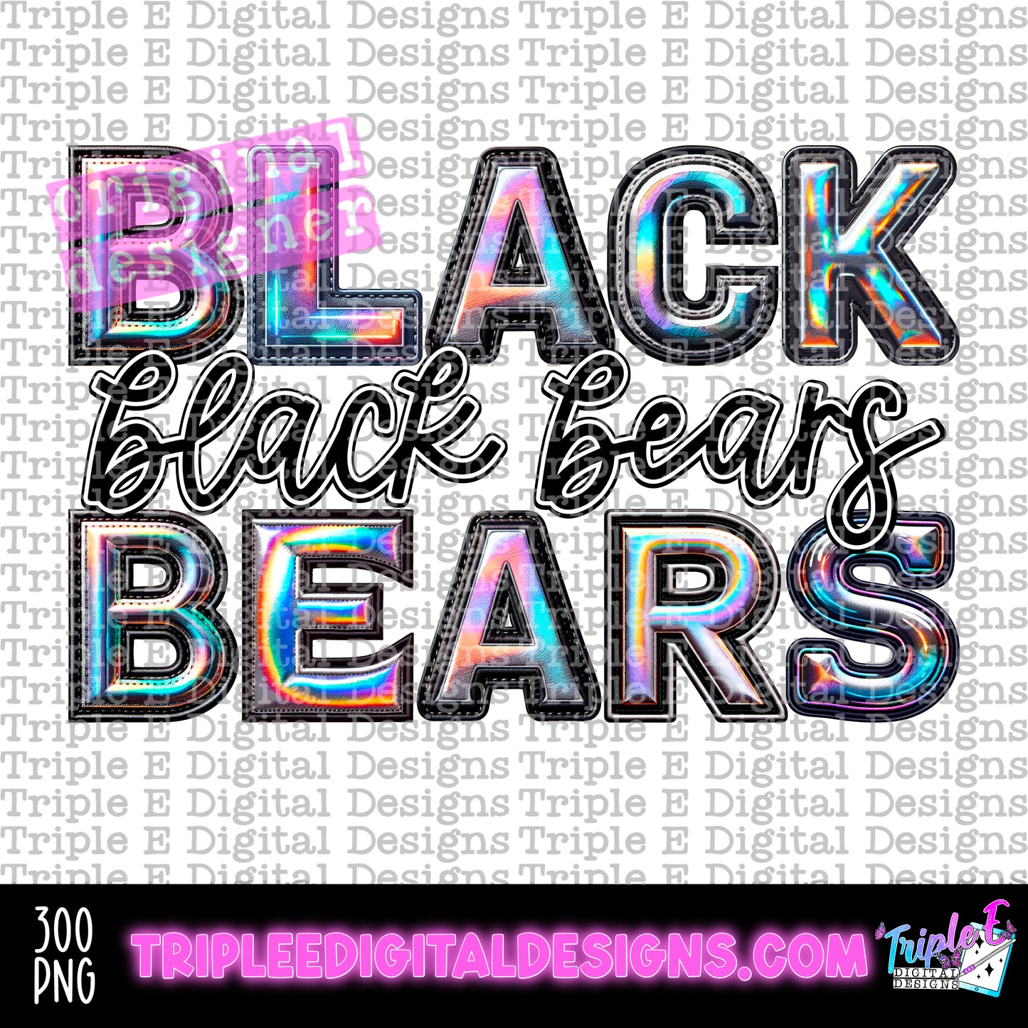 Black Bears Holo PNG Design