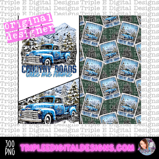 Winter Country Roads Tumbler PNG Design