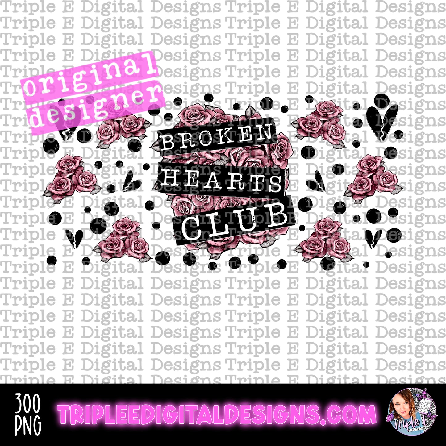 Broken Hearts Club 16oz Libbey PNG Design