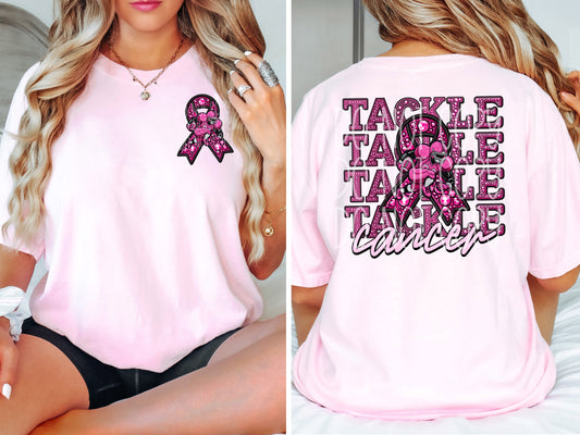 Rhinestone Tackle Cancer PNG Design