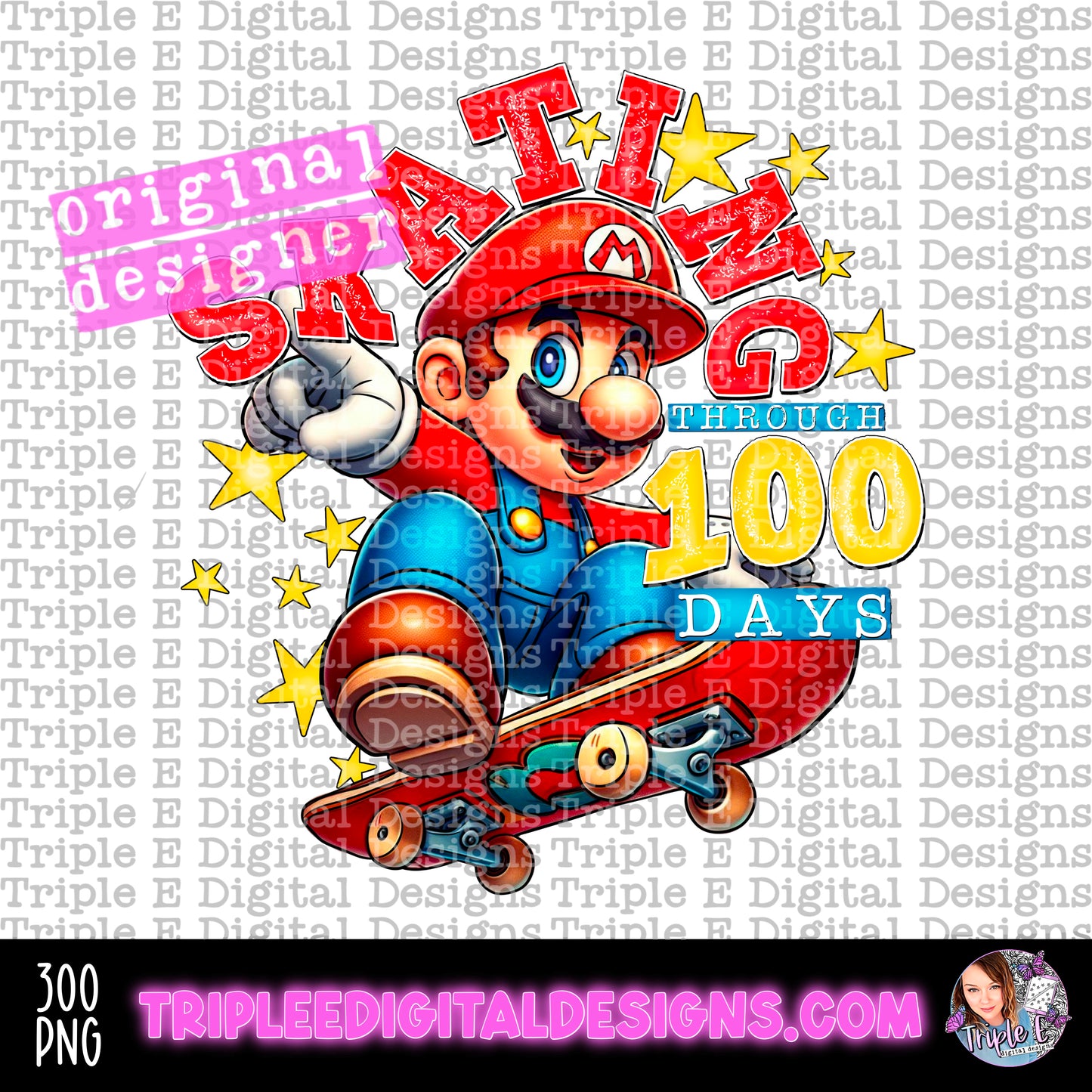 Skating Through 100 Days PNG Design