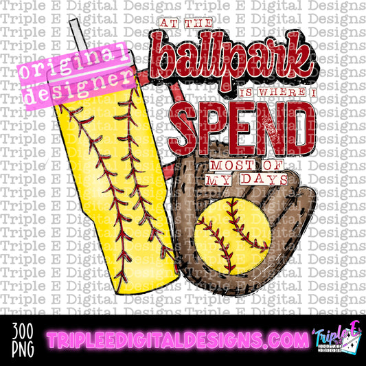 At The Ballpark Softball PNG Design