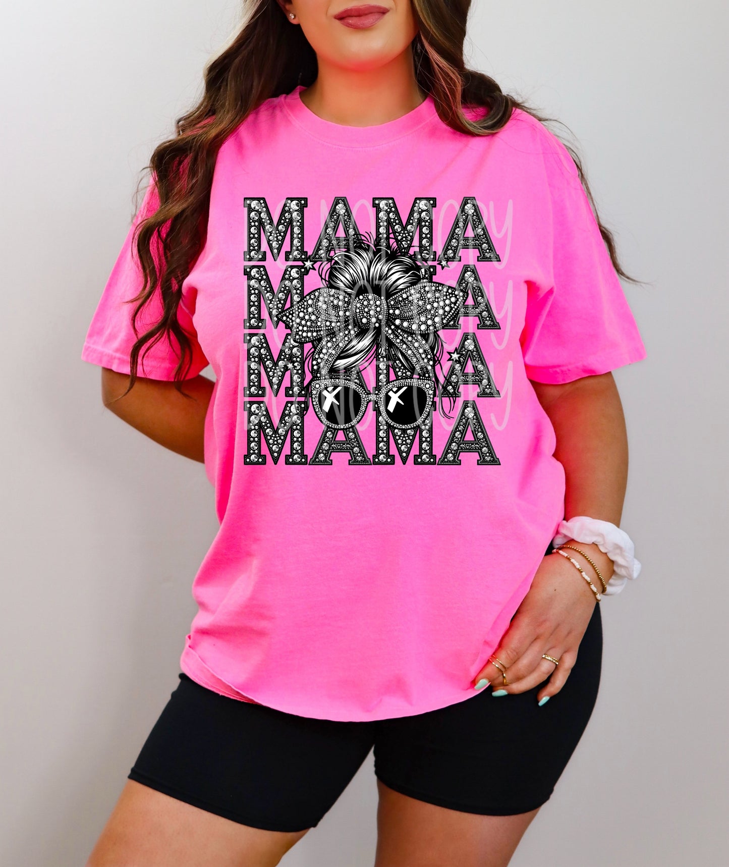 Mama Rhinestone PNG Design