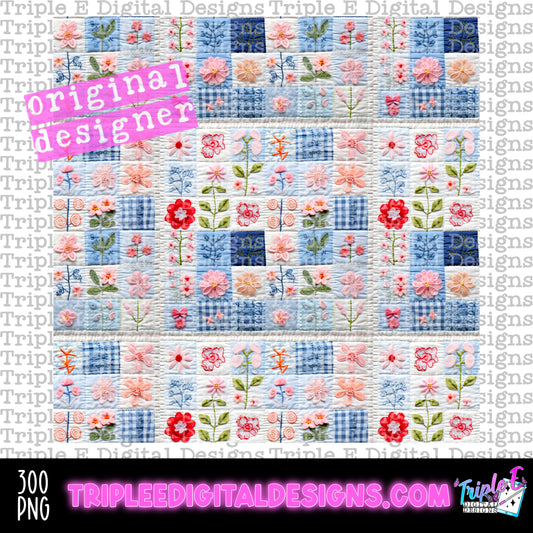 Spring Quilt Seamless PNG Design