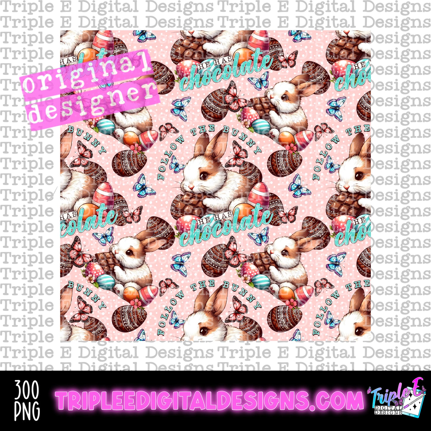 Follow The Bunny Seamless PNG Design