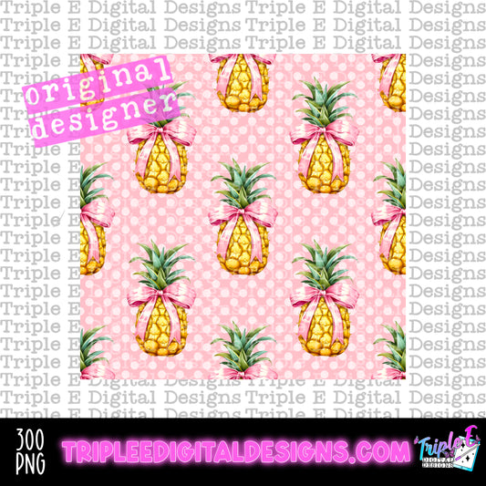 Pineapple And Pink Seamless PNG Design