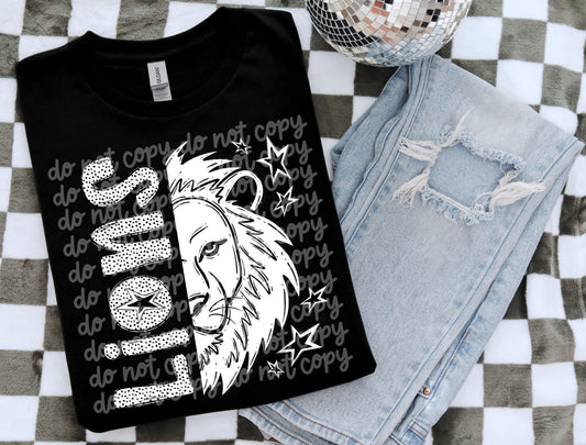 Lions BW Dottie's PNG Design