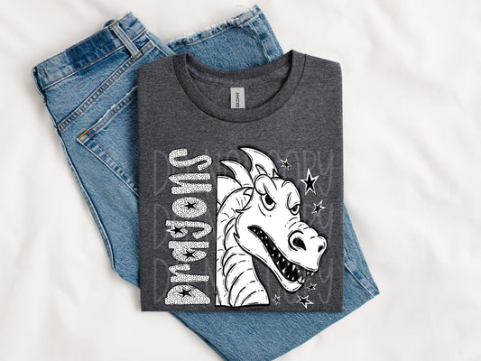 Dragons BW Dottie's PNG Design