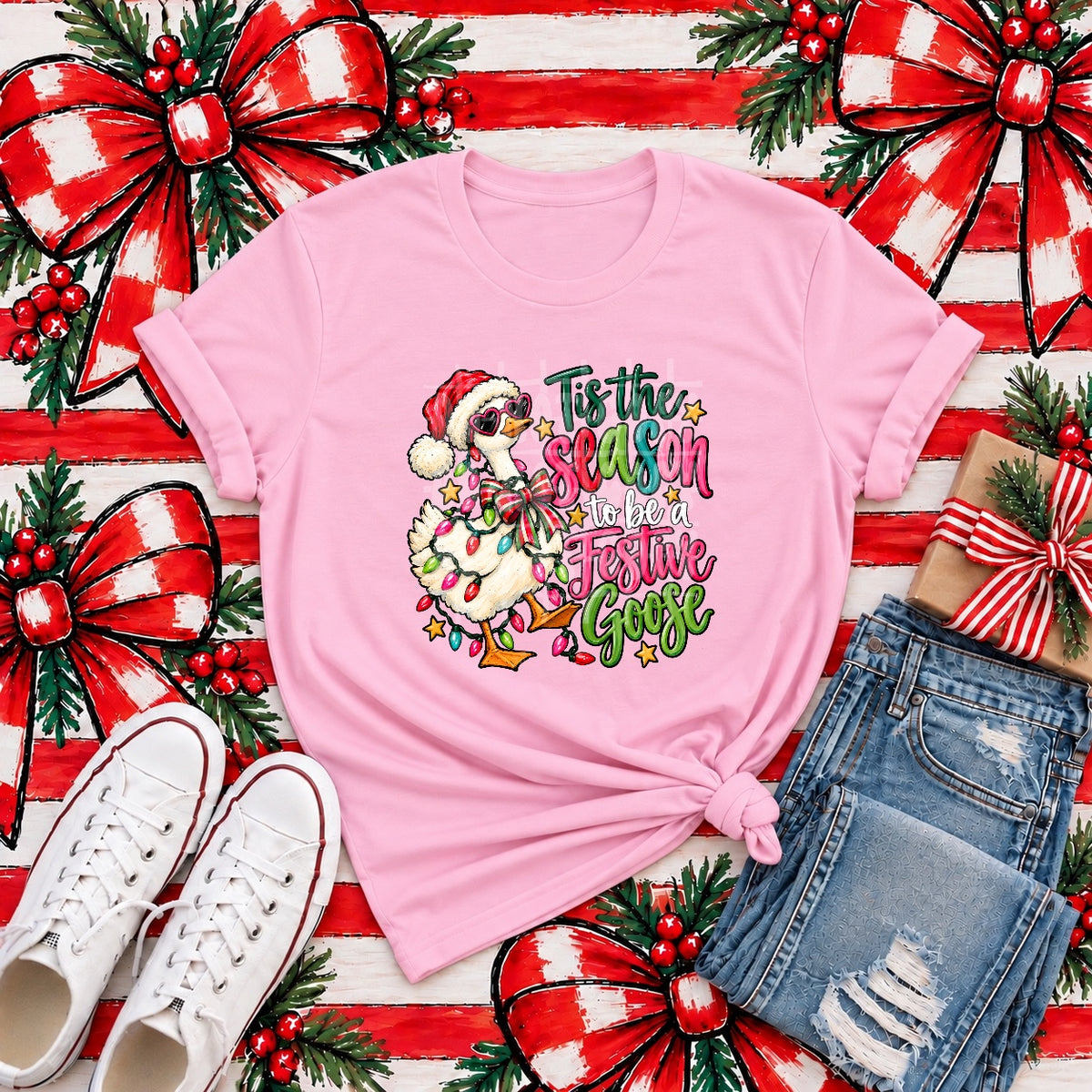 Tis the Season to Be a Festive Goose apparel mockup