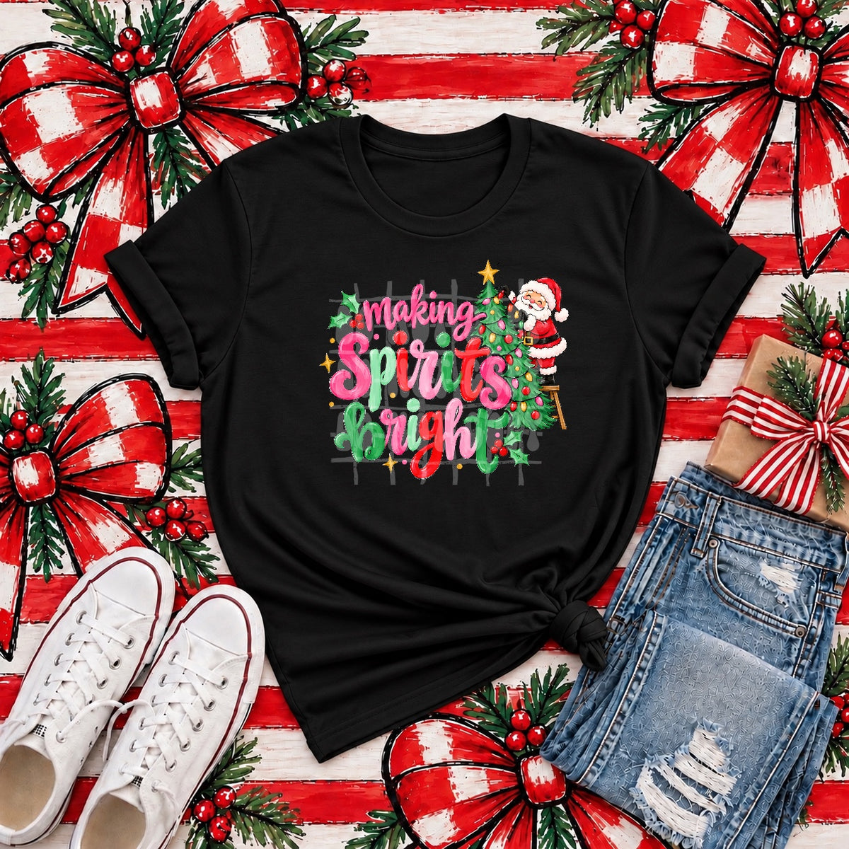 Making Spirits Bright apparel mockup